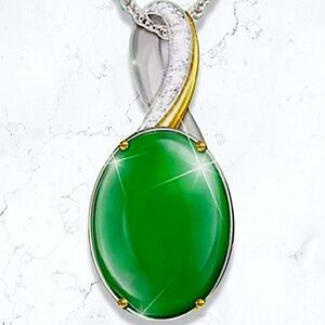 Jade Emerald Green Sterling Silver Pendant Charm Necklace